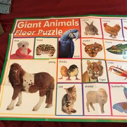 28 Piece Giant Animals Floor Puzzle W/Template and Carrying Case