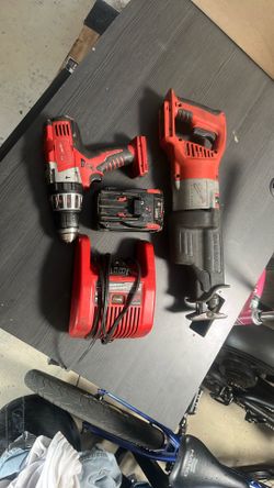 28V Milwaukee Sawall And Hammer Drill With Battery And Charger