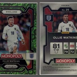 2026 Panini Prizm Monopoly FIFA World Cup - Ollie Watkins - Green Wave Prizm / England