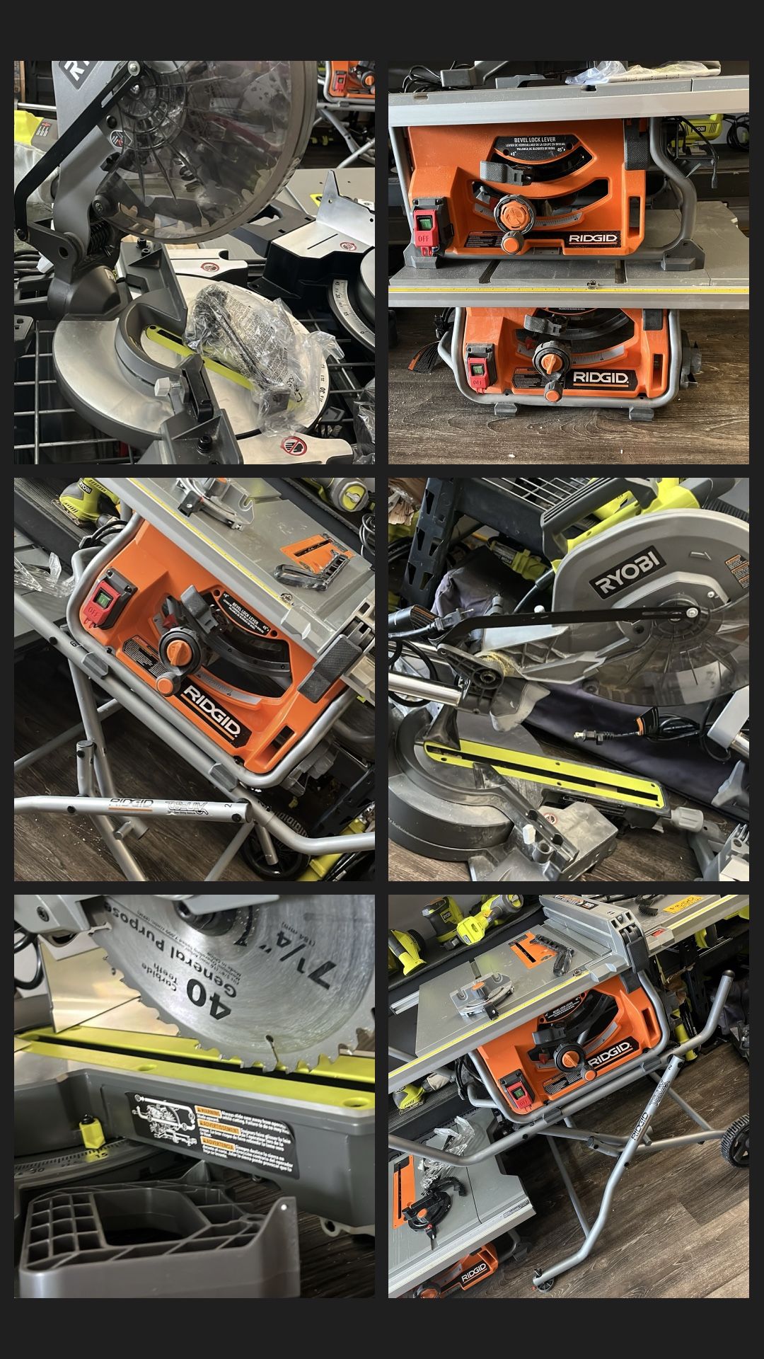 Miter Saw And Table Saw Sale Ryobi RIDGID