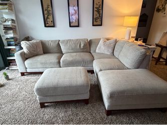 Comfy grey sectional sofa/couch with ottoman