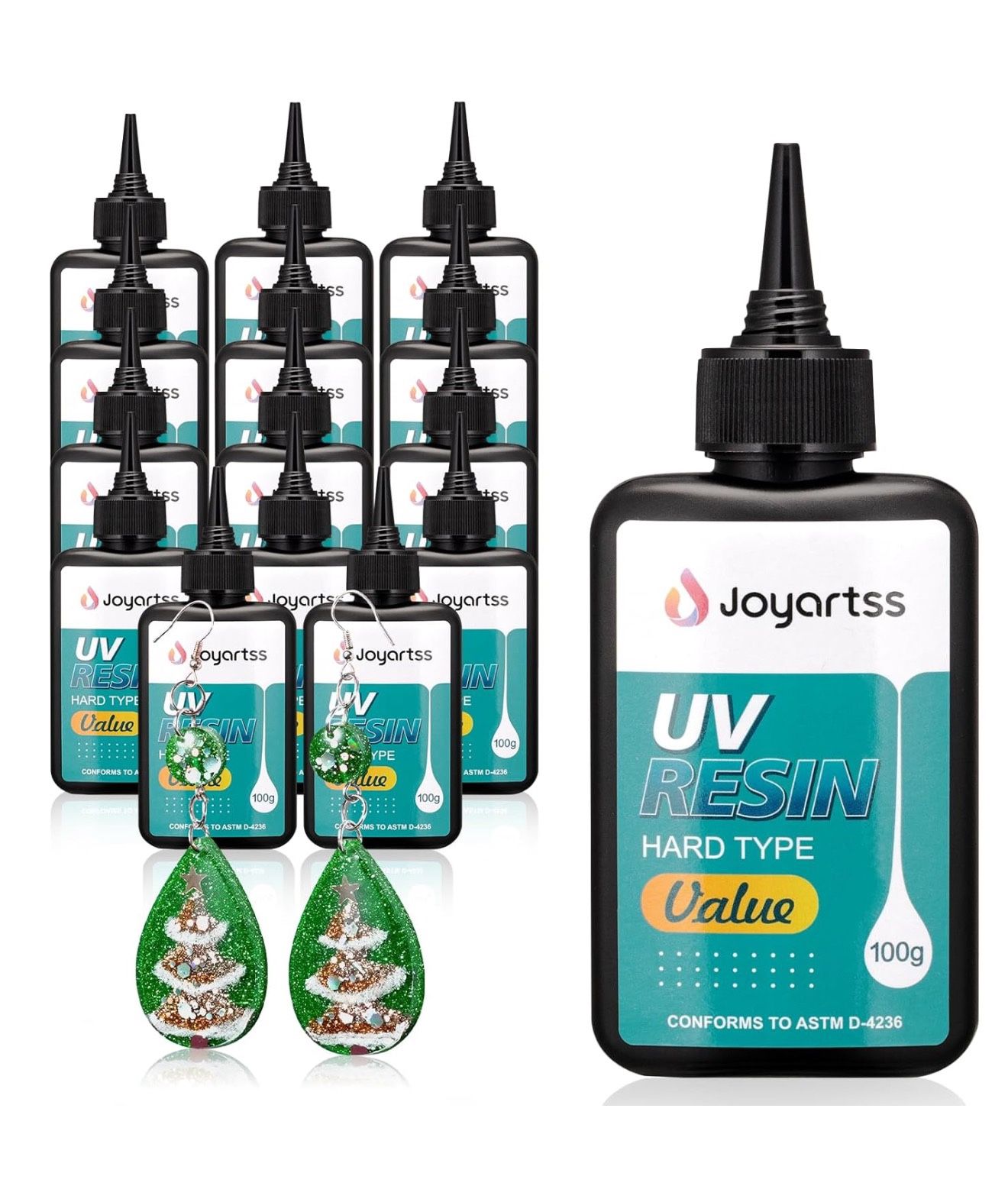UV Resin 1500g, 15PCS Upgrade UV Resin Kit, Low Odor Crystal Clear UV Epoxy Resin (100g X 15)