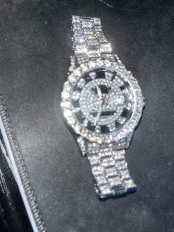 Iced Out Crystal-Encrusted Men's Watch