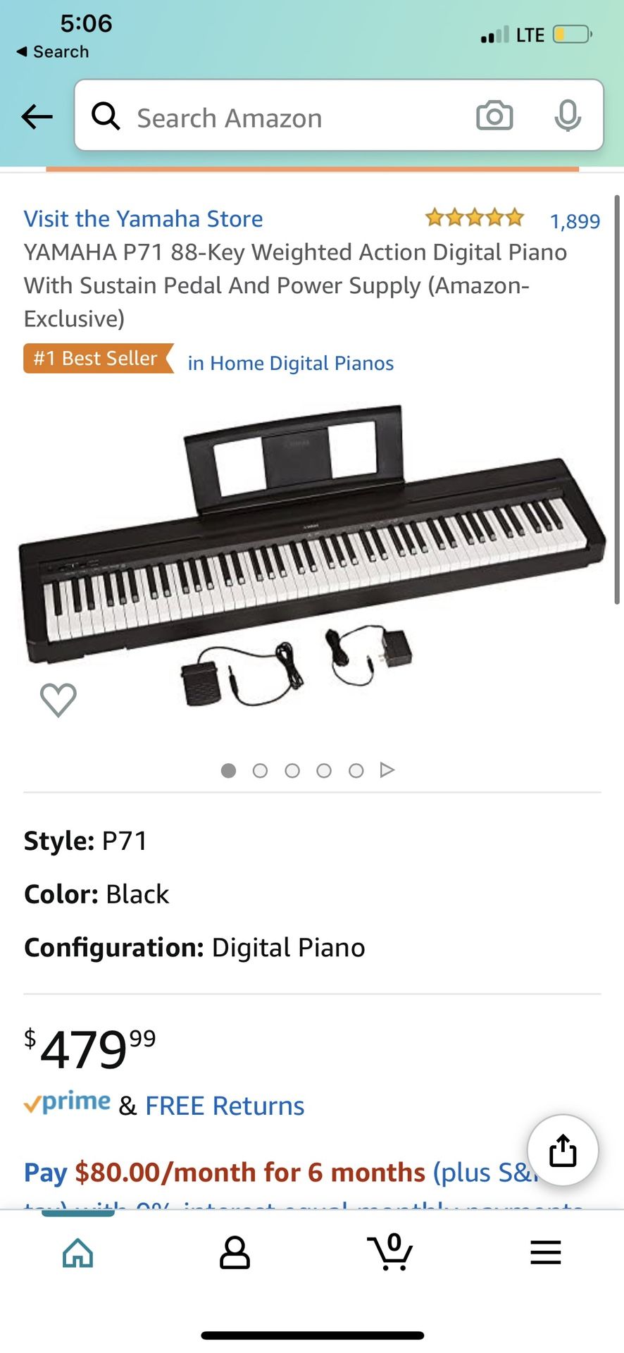 YAMAHA P71 88-Key Weighted Action Digital Piano With Sustain Pedal And Power Supply (Amazon-Exclusive)