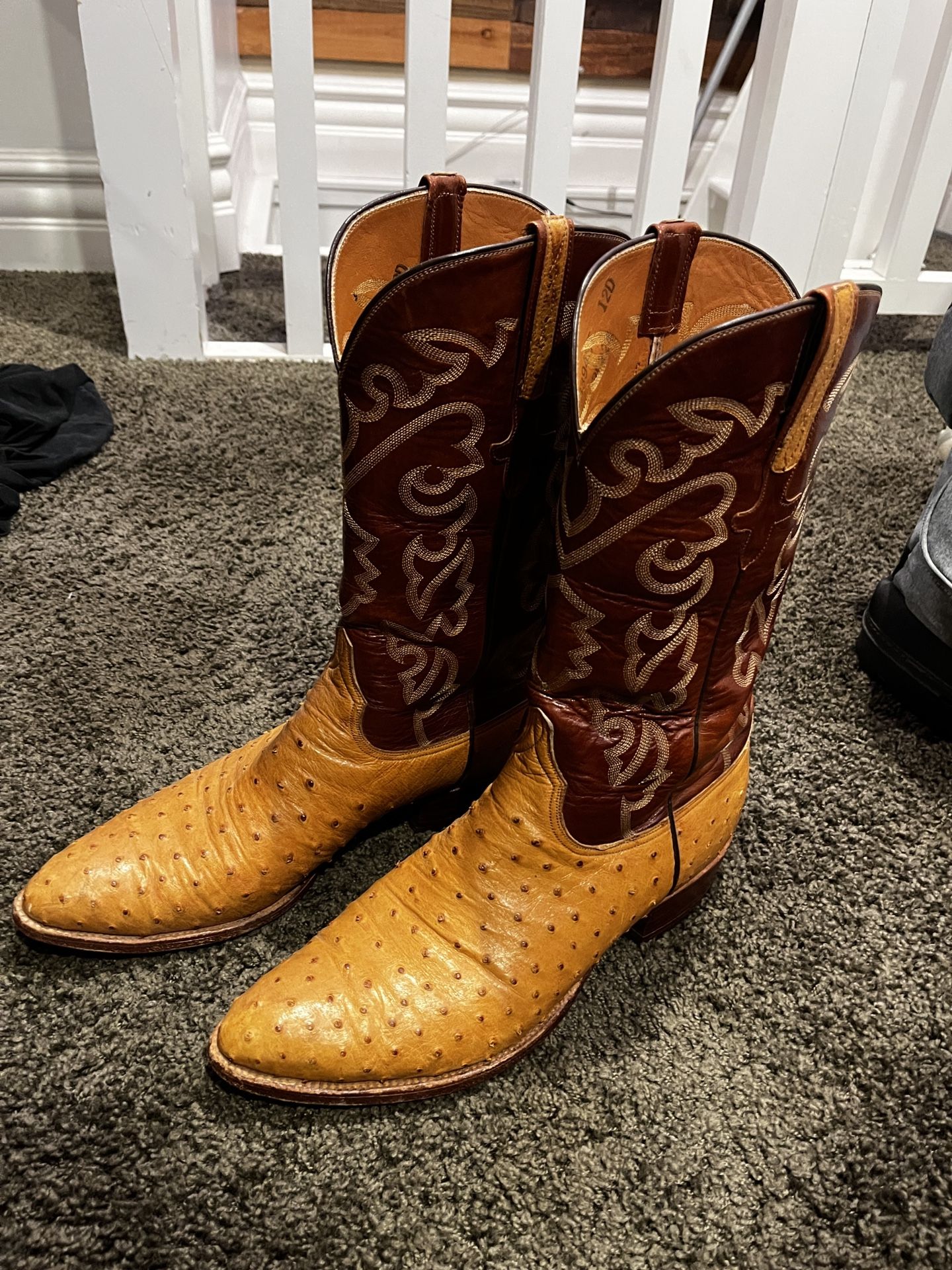 Lucchese Custom Ostrich Leather Boots Size12D
