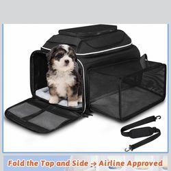 Petskd Top and Side Expandable Pet Carrier 18x11x11 Inches Delta United Airline Approved, Soft-Sided Carrier for Small Cats and Dogs with Locking Safe