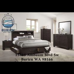 Queen Storage Bed Frame Bed Room Set W/Mattress 