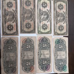 8 Billetes de 5 pesos Mexicanos
