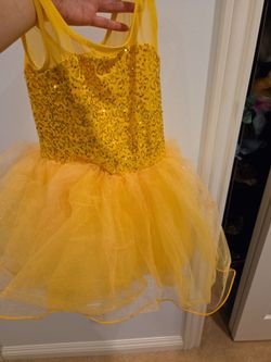 Yellow Sequin Tutu Dance Dress Girls for Halloween