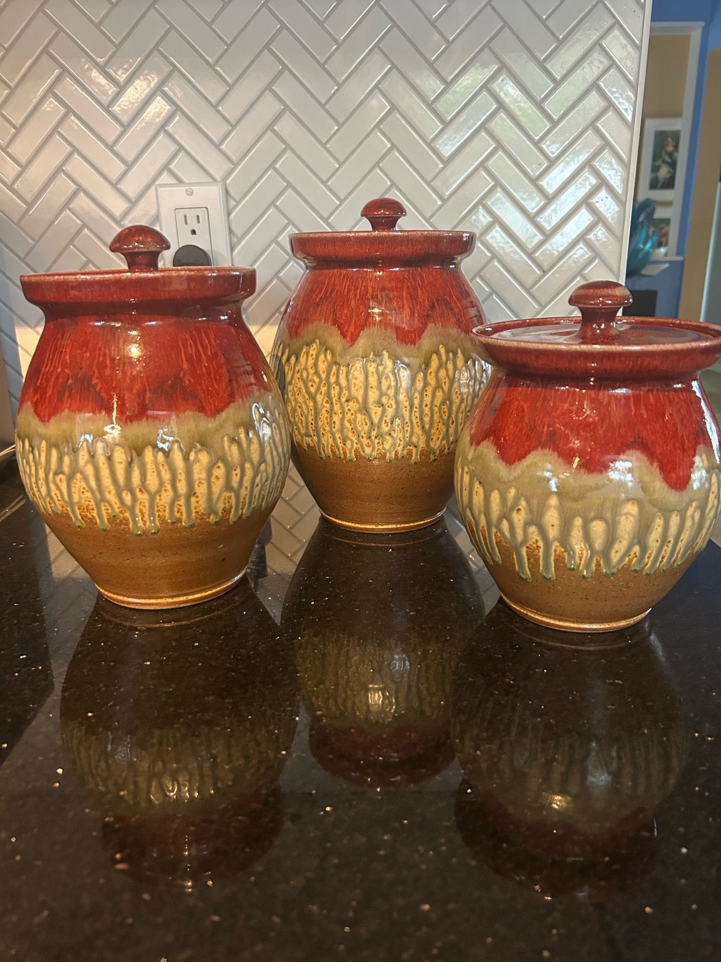 Glazed pottery canisters
