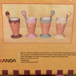 Desert Ice Cream Cone And Spoon Set