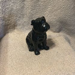 Cute Black Bulldog Statue 8 Inches Tall