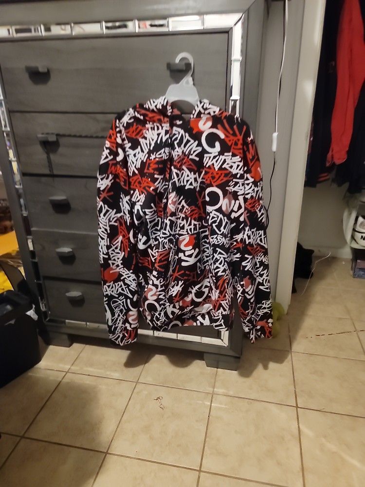 Red, Black, And White Graphic Hoodie