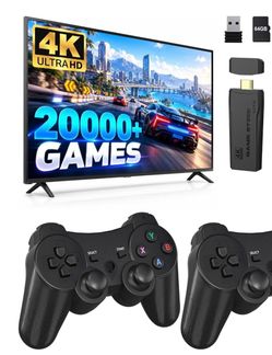 AXLIK Retro Gaming Console, 4K HDMI TV Game Stick with 2 Wireless Controllers 2.4GHz Wireless Controller, 4K HDMI Plug & Play Video Game, Classic Gami