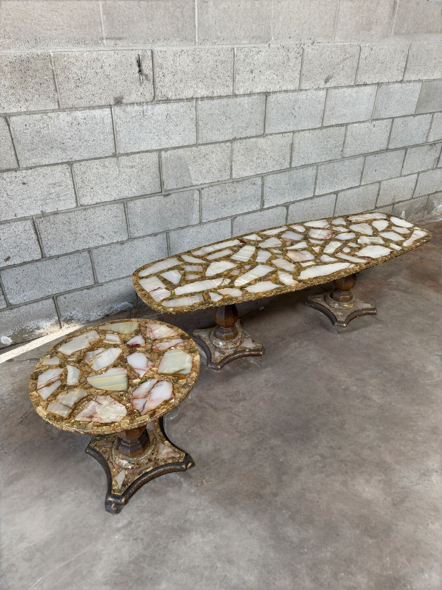 MCM Hollywood Regency Arturo Pani Onyx Coffee Table Set - 🚚 FREE DELIVERY // $50 FINANCING 💸