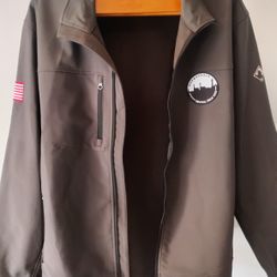 Dri Duck Soft Shell Jacket Men's 2XL Gray Harquahala Patch USA Flag NWT

