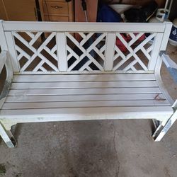 White Metal Garden Bench