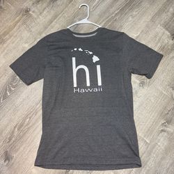 Hawaii Graphic Tee “hi” Islands Print Shirt Size M – Gray Short Sleeve