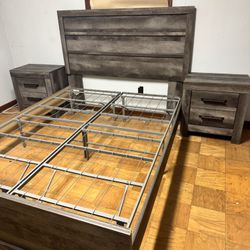 Queen Bed Set Washed Grey 