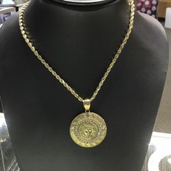 10k Gold Rope Chain With 10k Gold Versace Pendant!!