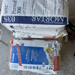 Permaflex Tile mortar And Kerabond Bags.
