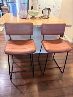 Brown Leather Counter Stools