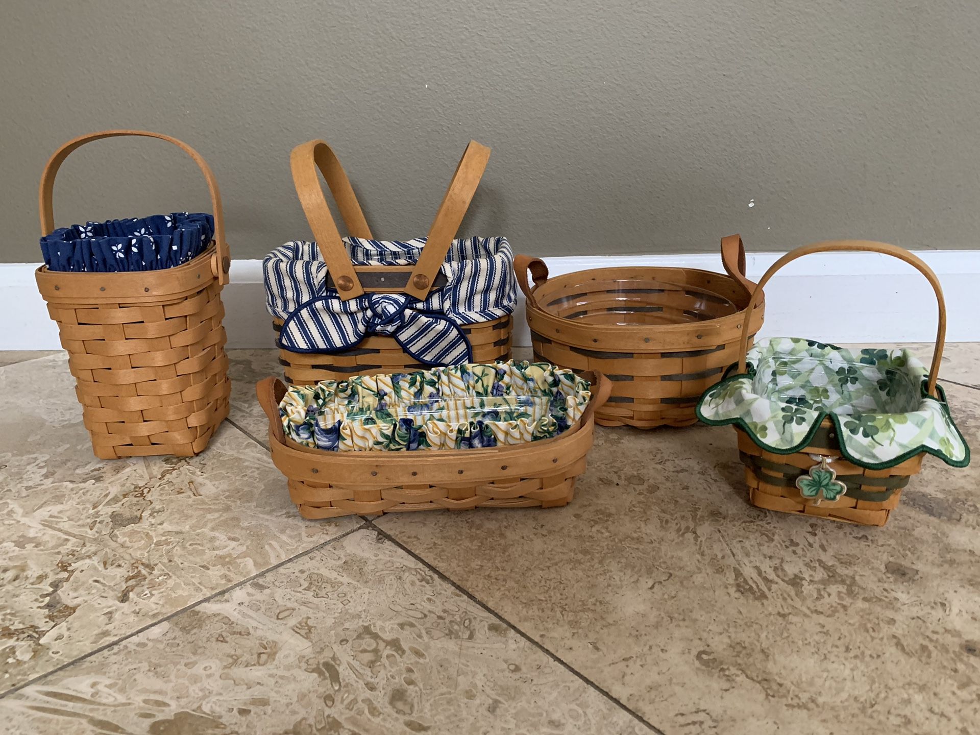 Lot Of 5 Longaberger Baskets Incl American Cancer Society And st patricks