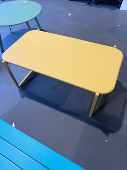 Yellow Metal Coffee Table – great for a patio or living room ( 37” L , 22” D ,15” H)