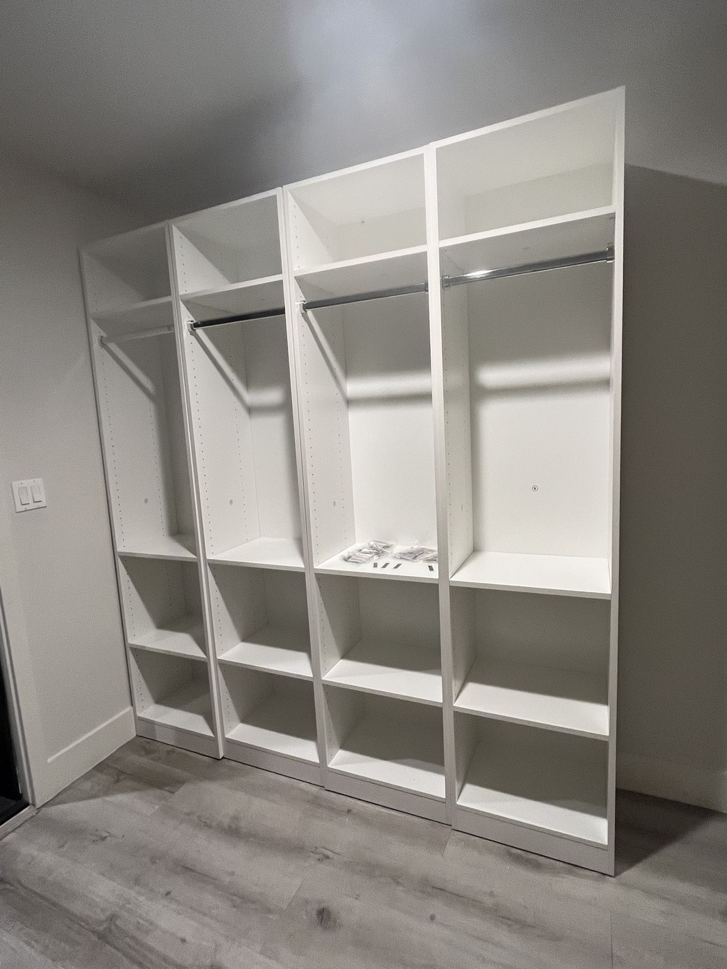 JY Furniture Armoire Wardrobe Closet, Particle Wood with Adjustable Shelves, Hanging Rod for Bedroom, Dressing Room, White (78" W x 85" H x 15" D)