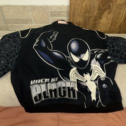 Marvel Spider-Man "Back in Black" Suede Varsity Jacket by JH Design – XL – Rare