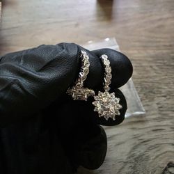 SS925 1ct Moissanite Diamonds Huggies Dangle Earrings 