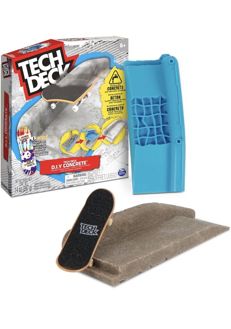 TECH DECK DIY Concrete Reusable Modeling Playset with Exclusive Enjoi Fingerboard, Rail, Molds, Skatepark Kit, Kids Toy for Boys and Girls Ages 6 and 