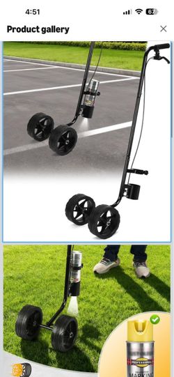 Marking Paint Wand, Dual-Wheel Line Marking Wand Sprayer Compatible with Inverted Marking Paint, Side Push Marking Stick for Ground Sport Field Parkin