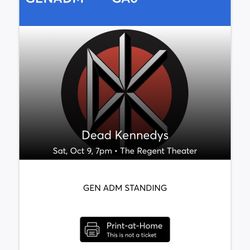 Dead Kennedys Concert Ticket