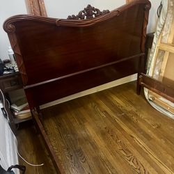 Vintage 1930s Art Deco Wooden Bed Frame