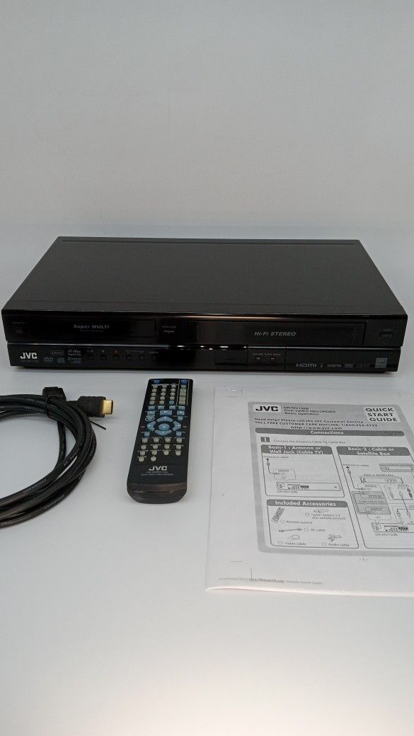 JVC, DVD Recorder/VCR with Remote, Cable And Quick Start Guide. HDMI Output, Digital Tuner. Works Great.