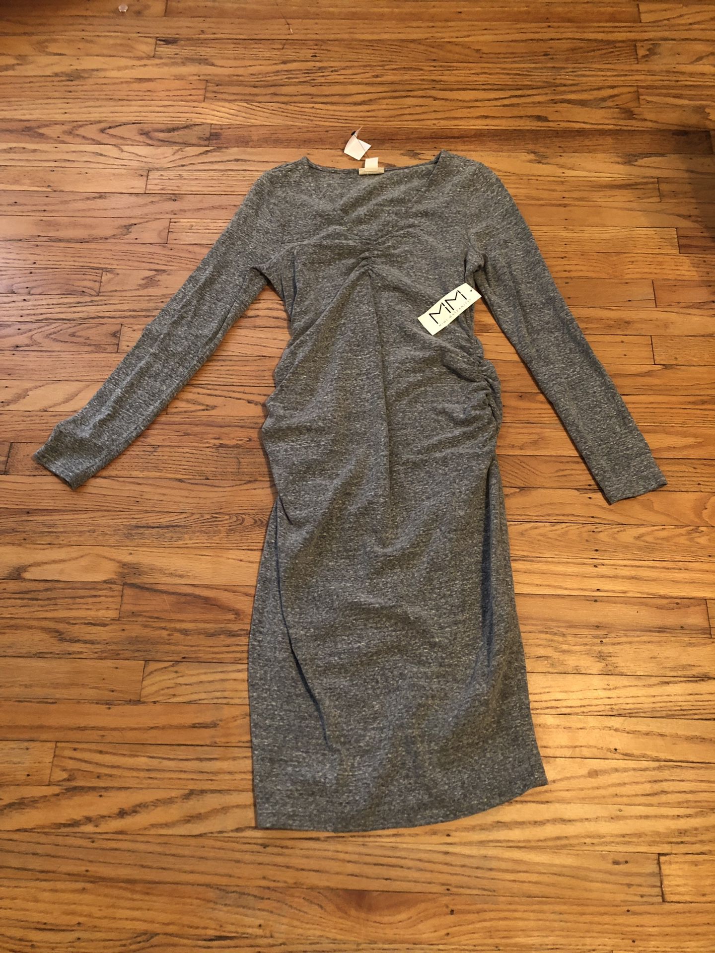 Brand new with tags Mimi maternity long sleeve gray sweater dress medium