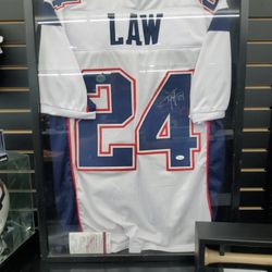Signed Ty Law New England Patriots Jeresy