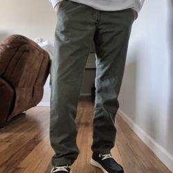 Men's Vans Chino Pants Size 33 Cotton Blend Green Pre Owned