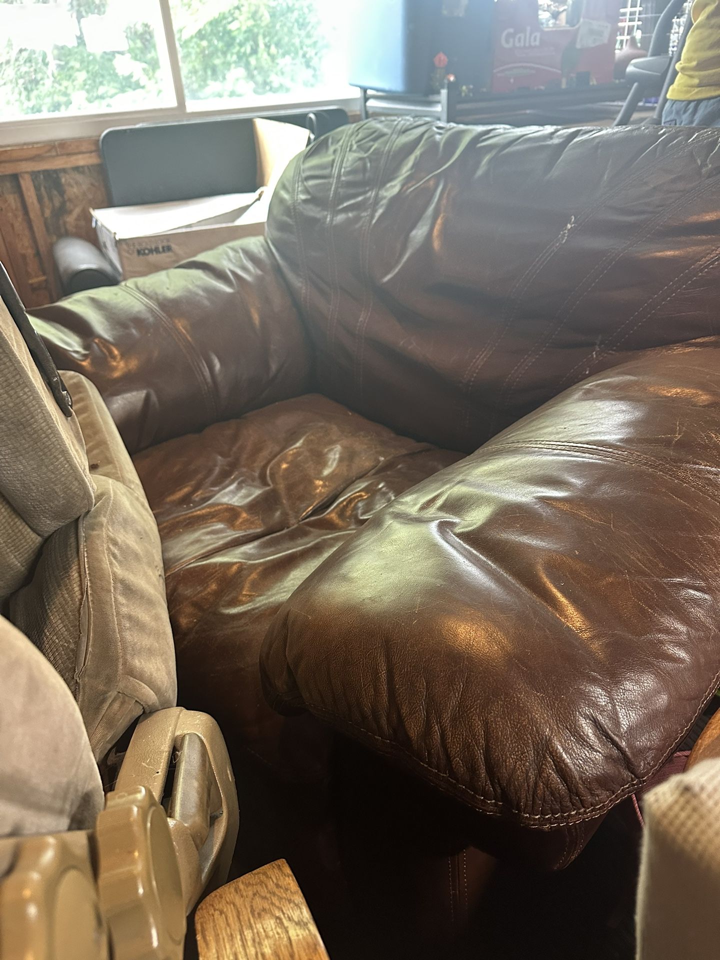 Genuine Leather Sofa Chair Brown