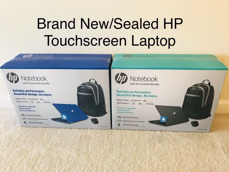 Brand new/ never used/ sealed - hp 15-bw032wm 15.6" smoke gray or marine blue laptop bundle + warranty + receipt