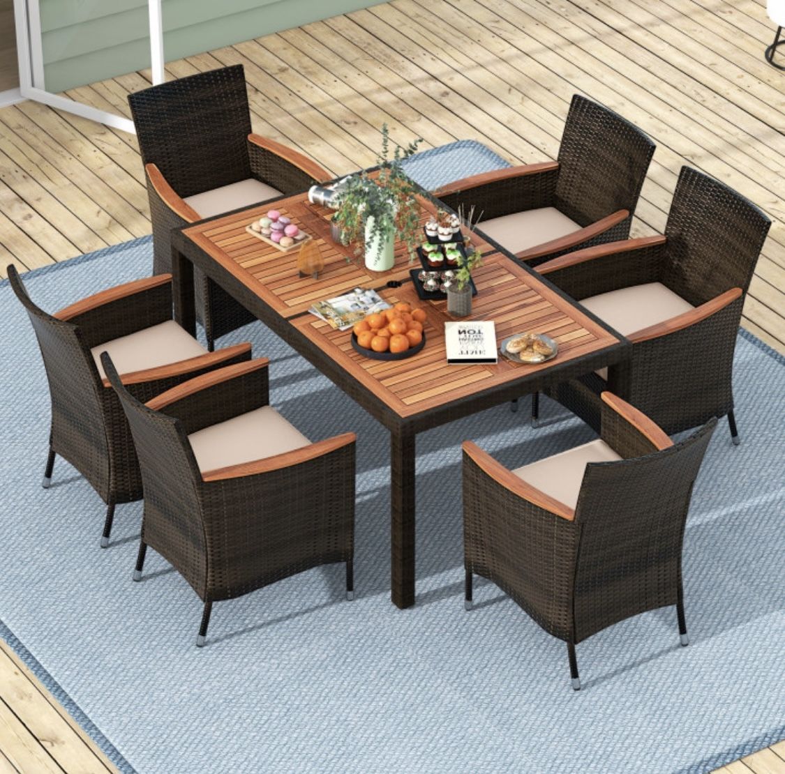 7pc Outdoor Patio Furniture Dining Table Set
