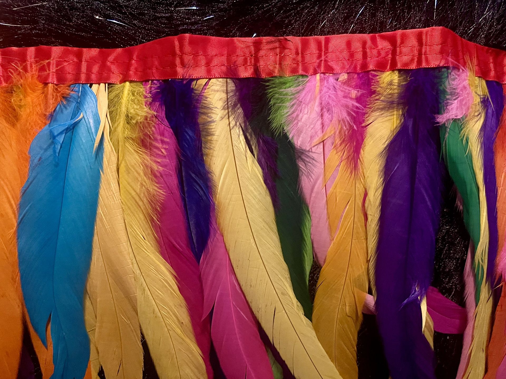 24 Inches  Dyed Hackle Feather Fringe Trim Dress Decoration 10-12inch in Width (Mixed Colorful