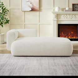 Boucle Ivory White Chaise Lounge