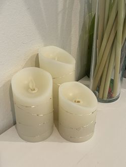 Set Of 3, Artificial Moving Flame Candle - LED Battery Operated Lights