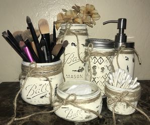 6pc mason jar restroom set