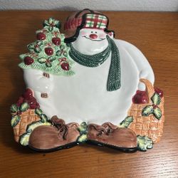 Fitz And Floyd Cookie Platter / Christmas Snowman 