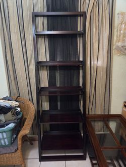 Dark Wood 6-Tier Bookshelf