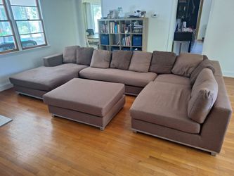 C sectional Couch, brown washable cushions