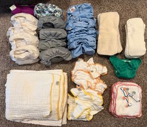 Unused cloth diapers and accessories